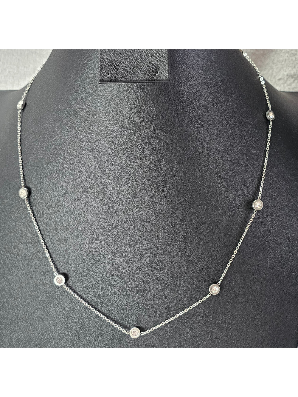 Stainless Steel CZ Bezel Station Necklace Diamonds by the Yard Style NWT Dainty